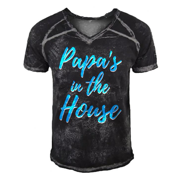 Mens Papas In The House Men's Short Sleeve V-neck 3D Print Retro Tshirt