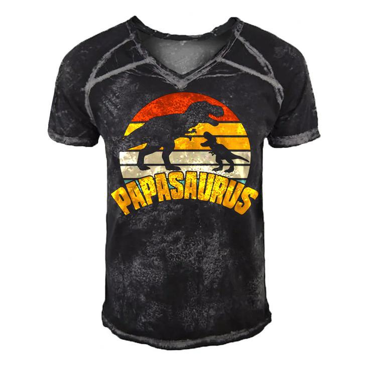 Mens Papasaurus Rex Funny Cute Dinosaur Fathers Day Men's Short Sleeve V-neck 3D Print Retro Tshirt
