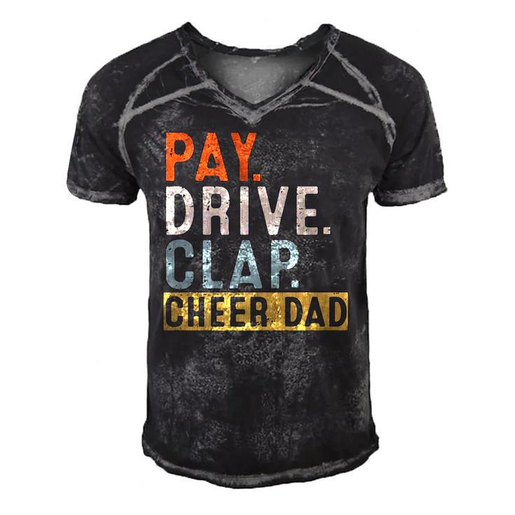 Mens Pay Drive Clap Cheer Dad Cheerleading Father Day Cheerleader  Men's Short Sleeve V-neck 3D Print Retro Tshirt