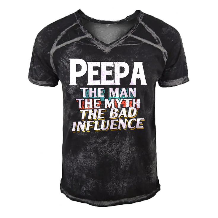 Mens Peepa Gift For The Man Myth Bad Influence Grandpa Men's Short Sleeve V-neck 3D Print Retro Tshirt