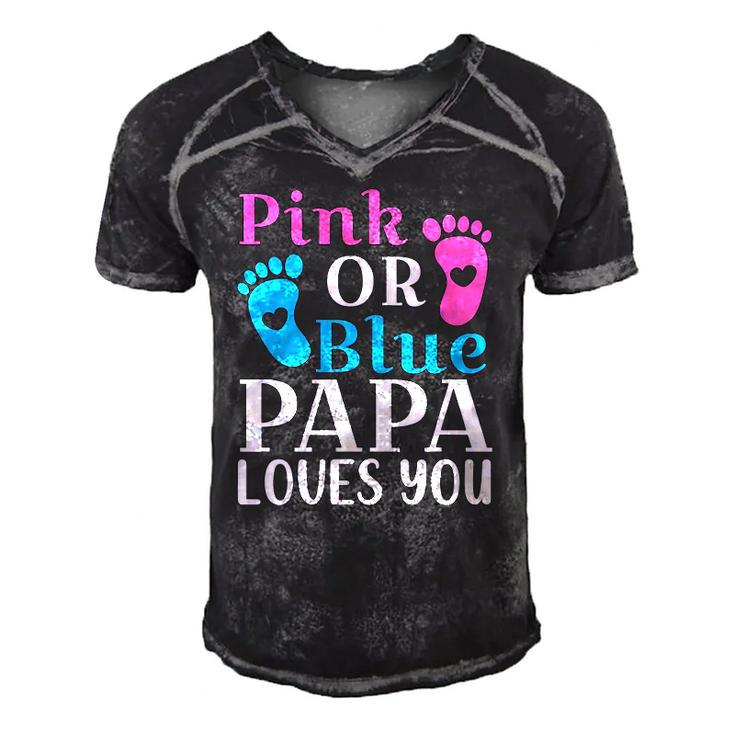 Mens Pink Or Blue Papa Loves You  Cute Gender Reveal Father Men's Short Sleeve V-neck 3D Print Retro Tshirt