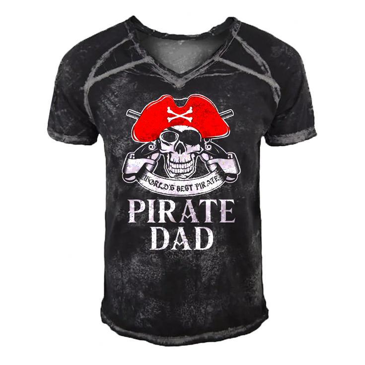 Mens Pirate Dad Worlds Best Pirate Men's Short Sleeve V-neck 3D Print Retro Tshirt