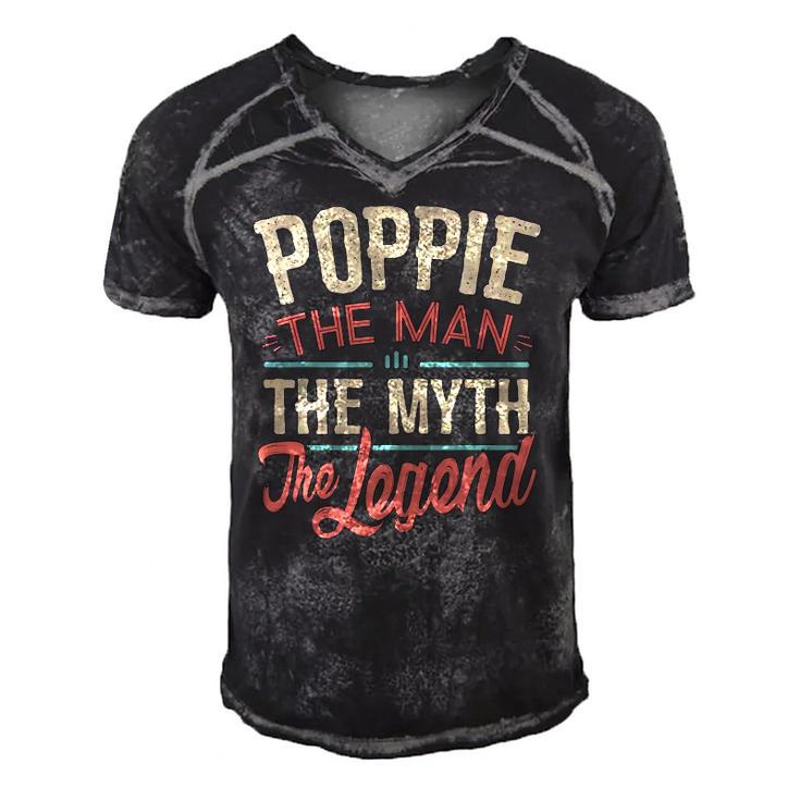 Mens Poppiefrom Grandchildren Poppie The Myth The Legend Men's Short Sleeve V-neck 3D Print Retro Tshirt