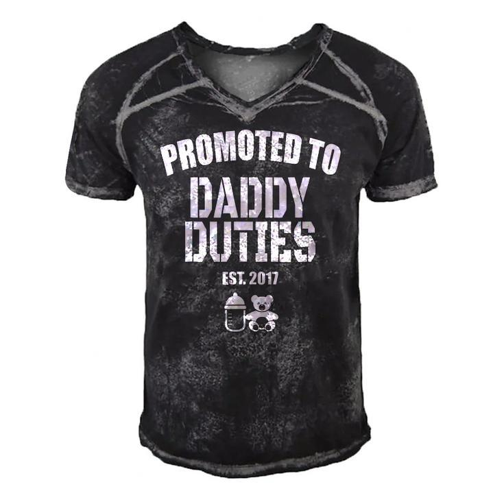 Mens Promoted To Daddy Duties  Gift For New Dad Men's Short Sleeve V-neck 3D Print Retro Tshirt