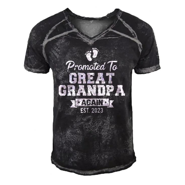 Mens Promoted To Great Grandpa Again 2023 Great Grandfather To Be Men's Short Sleeve V-neck 3D Print Retro Tshirt
