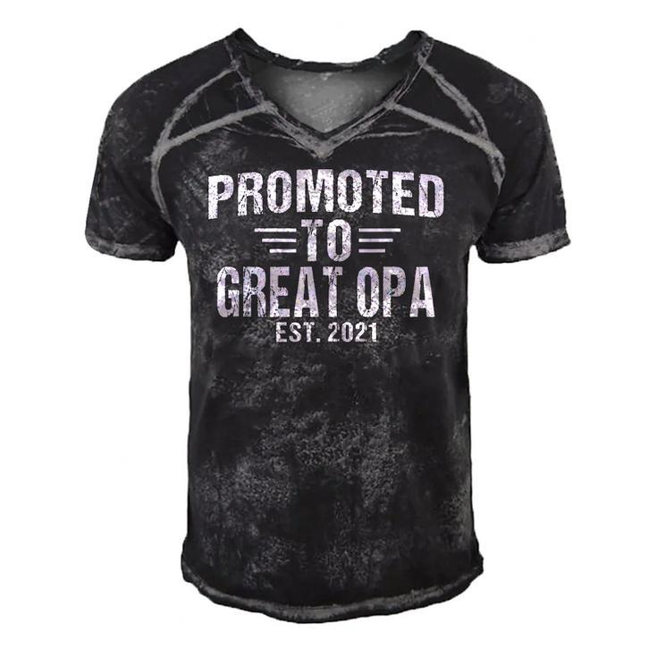 Mens Promoted To Great Opa 2021 Happy Opa Fathers Day Gift Men's Short Sleeve V-neck 3D Print Retro Tshirt