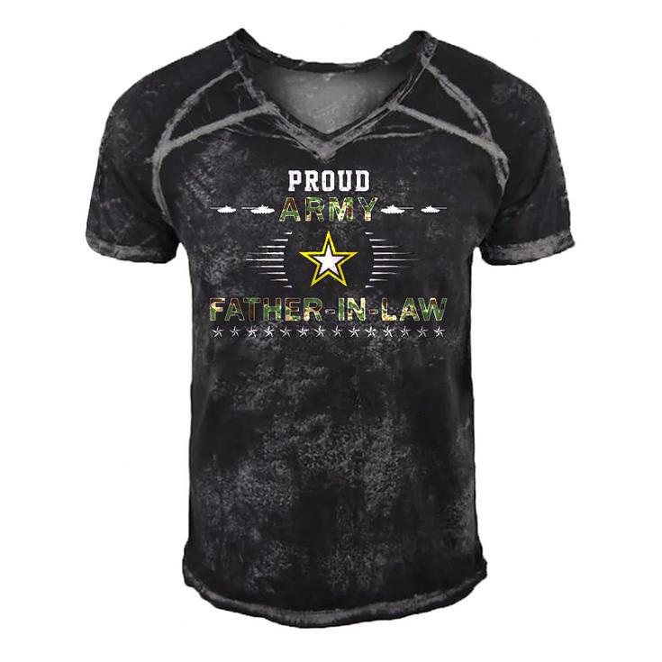Mens Proud Army Father-In-Law Camouflage Graphics Army Men's Short Sleeve V-neck 3D Print Retro Tshirt