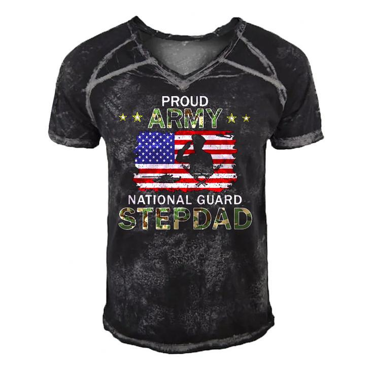 Mens Proud Army National Guard Stepdad Men's Short Sleeve V-neck 3D Print Retro Tshirt