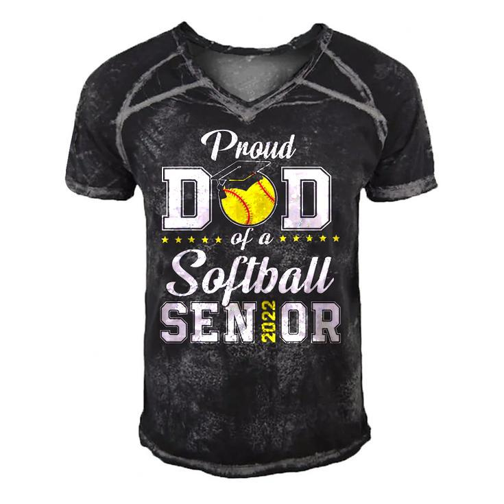 Mens Proud Dad Of A Softball Senior 2022 Funny Class Of 2022 Gift Men's Short Sleeve V-neck 3D Print Retro Tshirt