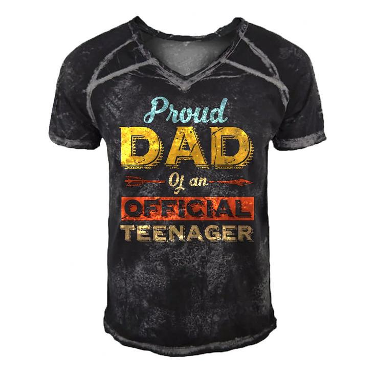 Mens Proud Dad Of An Official Teenager 13Th Birthday Son Daughter Men's Short Sleeve V-neck 3D Print Retro Tshirt