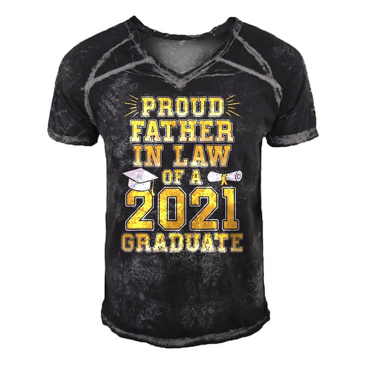 Mens Proud Father In Law Of A 2021 Graduate School Graduation Men's Short Sleeve V-neck 3D Print Retro Tshirt
