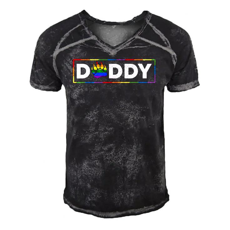 Mens Proud Gay Daddy Bear Paw Pride Rainbow Lgbtq Dad Fathers Day Men's Short Sleeve V-neck 3D Print Retro Tshirt