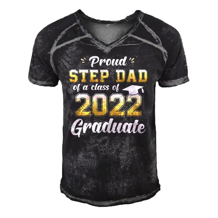 Mens Proud Step Dad Of A Class Of 2022 Graduate  Senior 22 Ver2 Men's Short Sleeve V-neck 3D Print Retro Tshirt