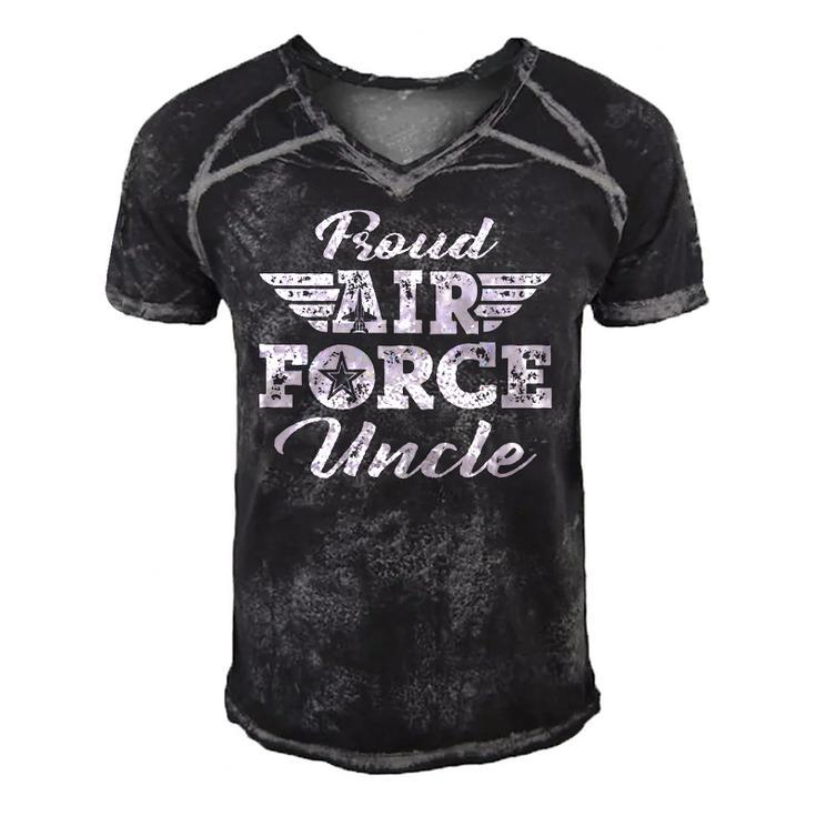 Mens Proud Us Air Force Uncle Wings Pride Military Family Gifts Men's Short Sleeve V-neck 3D Print Retro Tshirt