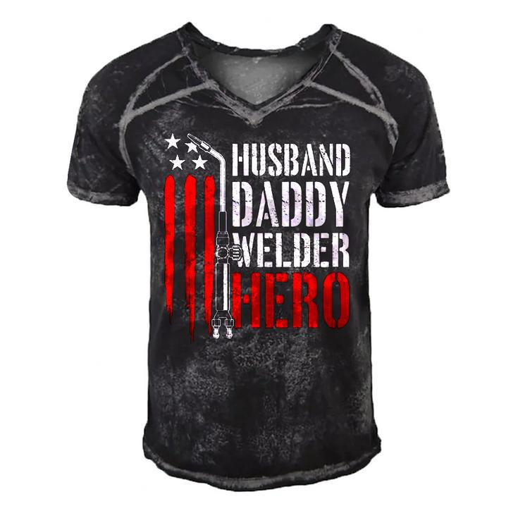 Mens Proud Welding Husband Daddy Welder Hero Weld Fathers Day Men's Short Sleeve V-neck 3D Print Retro Tshirt