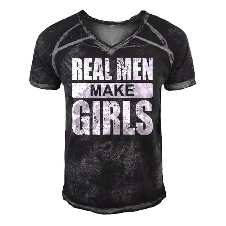 Mens Real Men Make Girls - Family Newborn Paternity Girl Daddy Men's Short Sleeve V-neck 3D Print Retro Tshirt