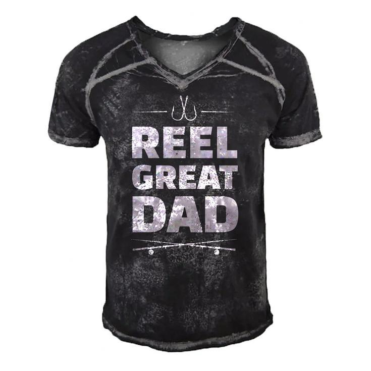 Mens Reel Great Dad - Fishing Gift Fisherman Father Men's Short Sleeve V-neck 3D Print Retro Tshirt