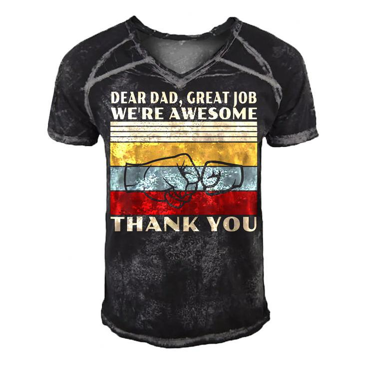 Mens Retro Dear Dad Great Job Were Awesome Thank You Vintage  Men's Short Sleeve V-neck 3D Print Retro Tshirt