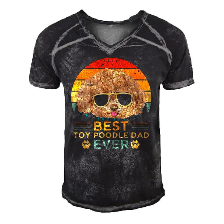 Mens Retro Style Best Toy Poodle Dad Ever Fathers Day Men's Short Sleeve V-neck 3D Print Retro Tshirt