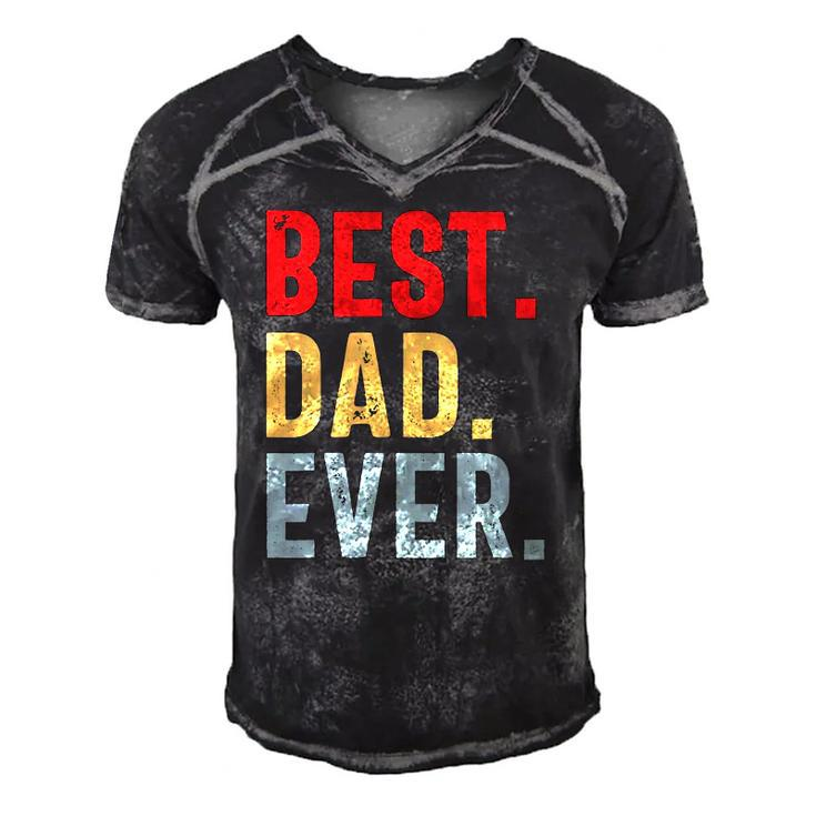 Mens Retro Vintage Best Dad Ever Funny Fathers Day Men's Short Sleeve V-neck 3D Print Retro Tshirt