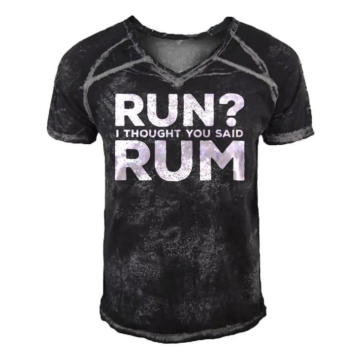 Mens Run I Thought You Said Rum Funny Alcohol Runner Rum Lover Men's Short Sleeve V-neck 3D Print Retro Tshirt