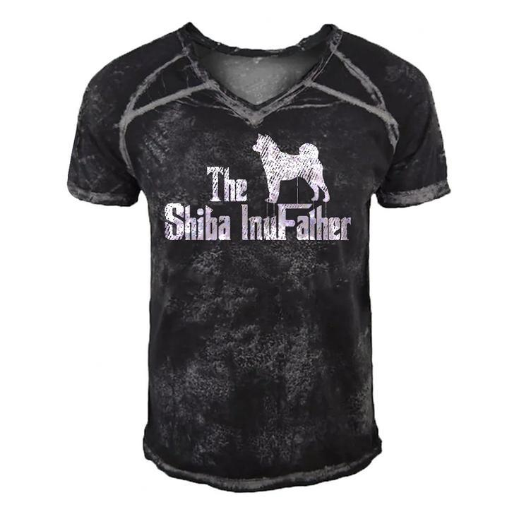 Mens Shiba Inu Dog Fathers Day Funny Doxie Dog Puppy Daddy Men's Short Sleeve V-neck 3D Print Retro Tshirt