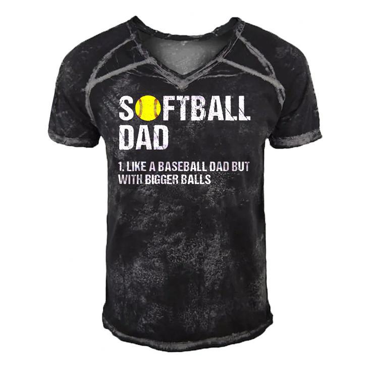 Mens Softball Dad Just Like A Baseball Dad But With Bigger Balls Men's Short Sleeve V-neck 3D Print Retro Tshirt