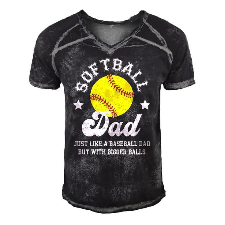 Mens Softball Dad Like A Baseball Dad With Bigger Balls Softball Men's Short Sleeve V-neck 3D Print Retro Tshirt