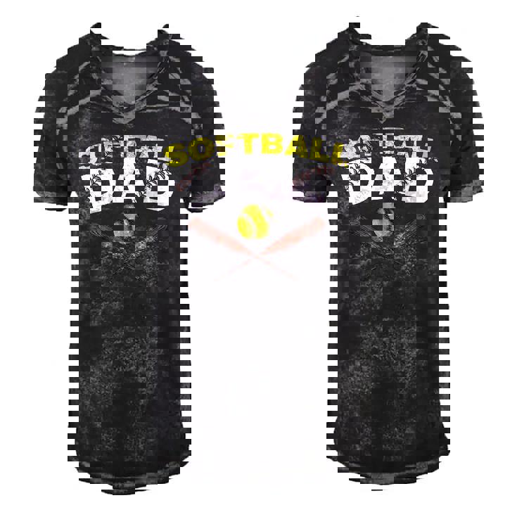 Mens Softball Dad Softball Lover For Father Fathers Day Dad Men Men's Short Sleeve V-neck 3D Print Retro Tshirt