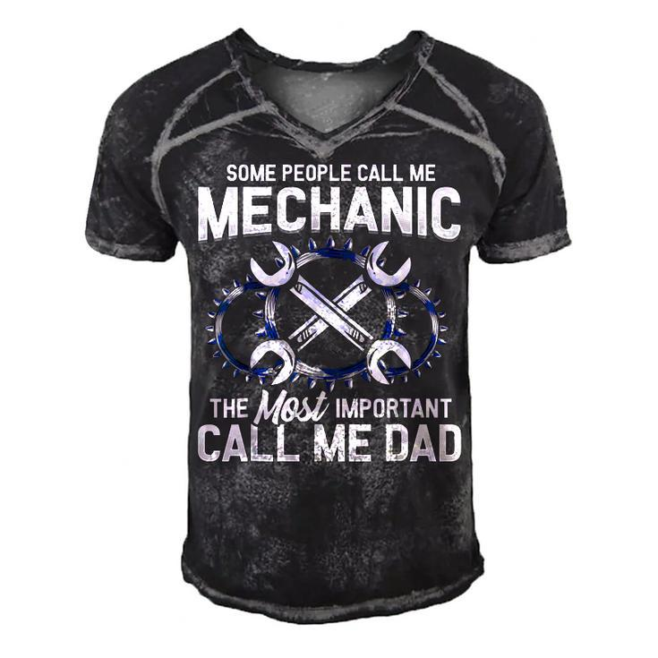 Mens Some People Call Me Mechanic The Most Important Call Me Dad  V2 Men's Short Sleeve V-neck 3D Print Retro Tshirt