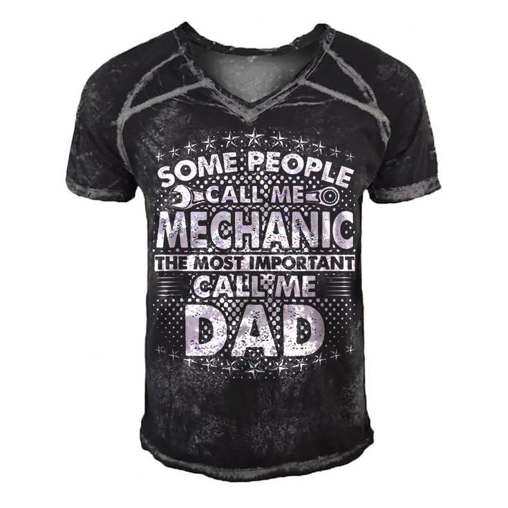 Mens Some People Call Me Mechanic The Most Important Call Me Dad  V3 Men's Short Sleeve V-neck 3D Print Retro Tshirt