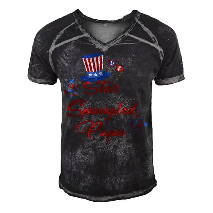Mens Star Spangled Papa  4Th Of July Fathers Day Dad Gifts Men's Short Sleeve V-neck 3D Print Retro Tshirt