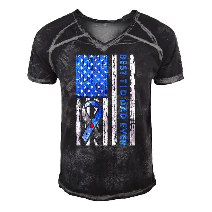 Mens T1d Dad Type 1 Diabetes American Flag Fathers Day Gift Idea Men's Short Sleeve V-neck 3D Print Retro Tshirt