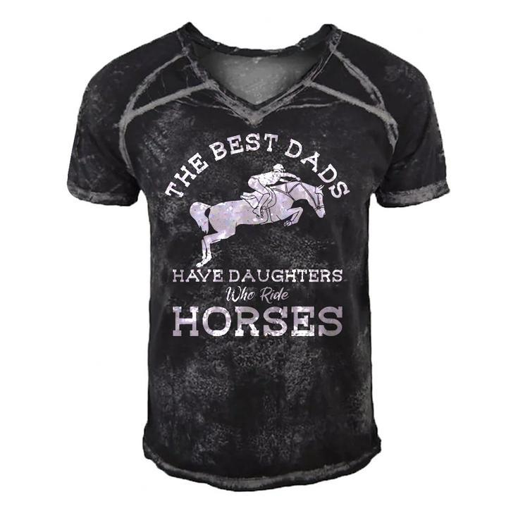 Mens The Best Dads Have Daughters Who Ride Horses Horse Lover Men's Short Sleeve V-neck 3D Print Retro Tshirt