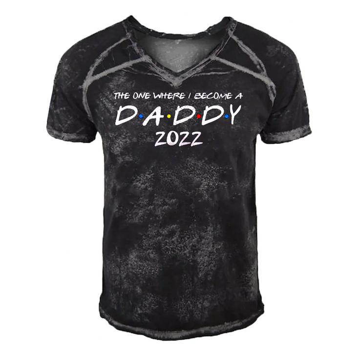 Mens The One Where I Become A Daddy 2022 Promoted To Dad 2022 Ver2 Men's Short Sleeve V-neck 3D Print Retro Tshirt