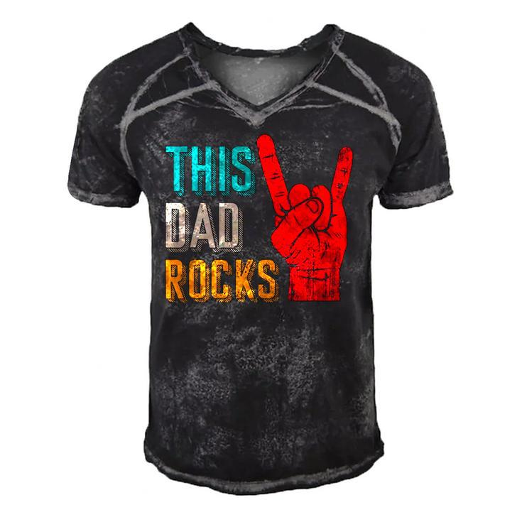 Mens This Dad Rocks Desi For Cool Father Rock And Roll Music Men's Short Sleeve V-neck 3D Print Retro Tshirt