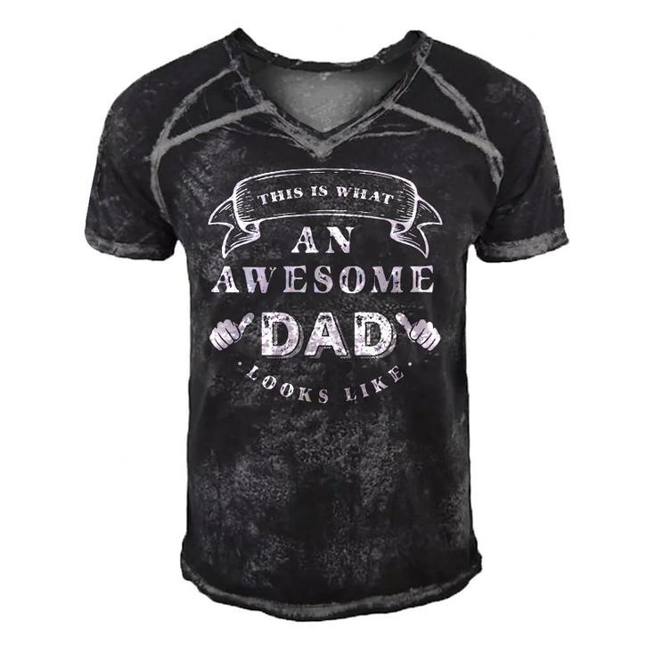 Mens This Is What An Awesome Dad Looks Like Men's Short Sleeve V-neck 3D Print Retro Tshirt