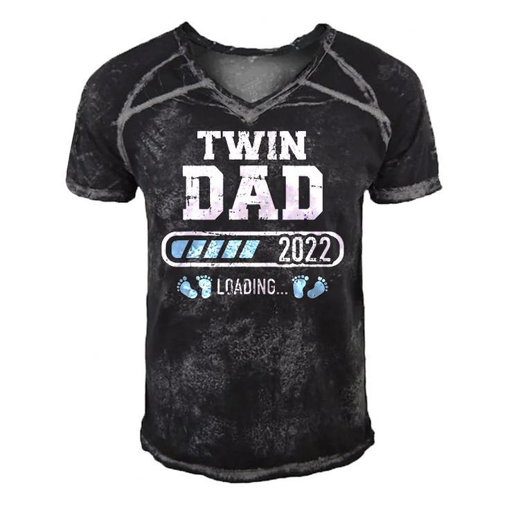 Mens Twin Dad 2022 Loading For Pregnancy Announcement Men's Short Sleeve V-neck 3D Print Retro Tshirt