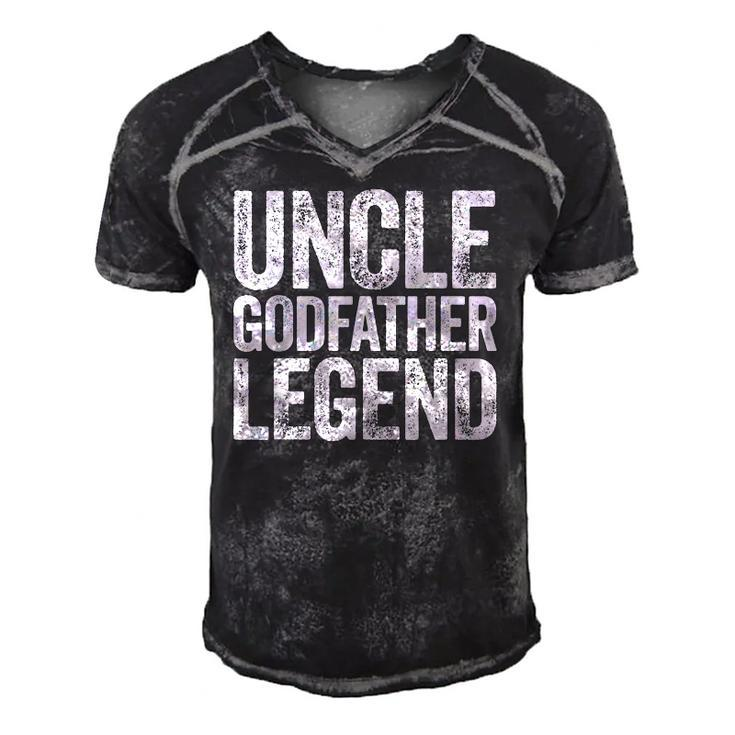 Mens Uncle Godfather Legend Happy Fathers Day Men's Short Sleeve V-neck 3D Print Retro Tshirt