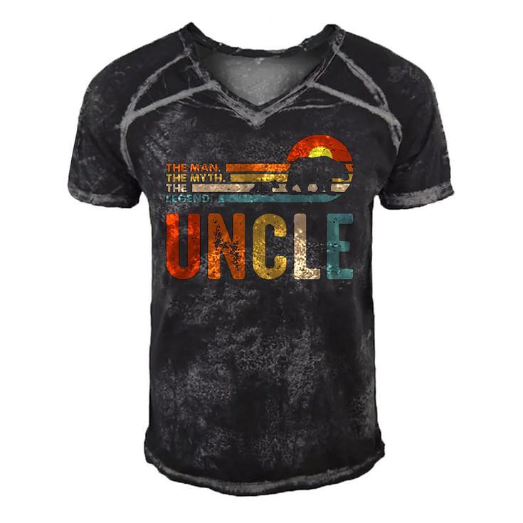 Mens Uncle Man Myth Legend Vintage Men Retro Classic Uncle Men's Short Sleeve V-neck 3D Print Retro Tshirt
