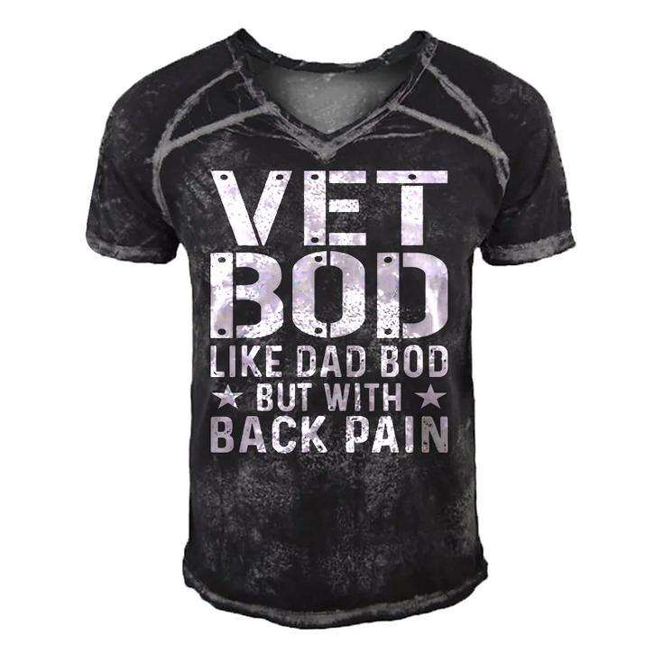 Mens Veteran Fathers Day Vet Bod Like Dad Bod But More Back Pain Men's Short Sleeve V-neck 3D Print Retro Tshirt