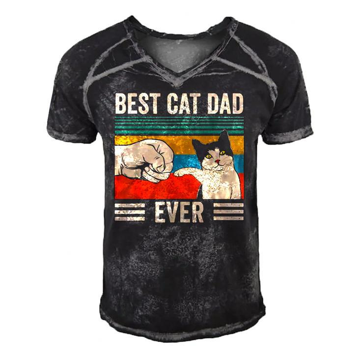 Mens Vintage Best Cat Dad Ever Bump Fit Classic Men's Short Sleeve V-neck 3D Print Retro Tshirt