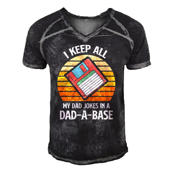 Mens Vintage Fathers Day I Keep All My Dad Jokes In A Dad A Base Men's Short Sleeve V-neck 3D Print Retro Tshirt
