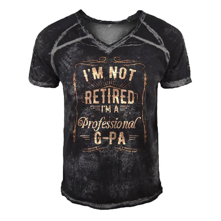 Mens Vintage Im Not Retired Im A Professional G-Pa Funny Mens Men's Short Sleeve V-neck 3D Print Retro Tshirt