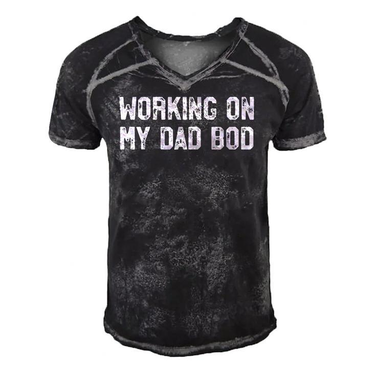 Mens Working On My Dad Bod Funny Gym Fathers Day Men's Short Sleeve V-neck 3D Print Retro Tshirt