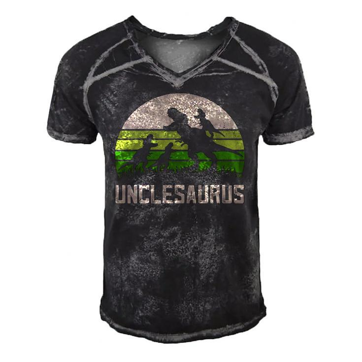 Mensrex Uncle Apparel Unclesaurus 3 Kids Dinosaur Men's Short Sleeve V-neck 3D Print Retro Tshirt