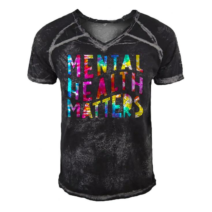 Mental Health Matters Tie Dye Mental Health Awareness Men's Short Sleeve V-neck 3D Print Retro Tshirt