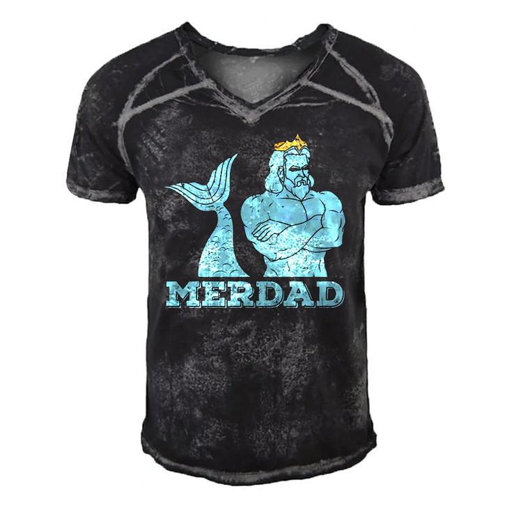 Merdad Security Merman Mermaids Daddy Fathers Day Dad Men's Short Sleeve V-neck 3D Print Retro Tshirt