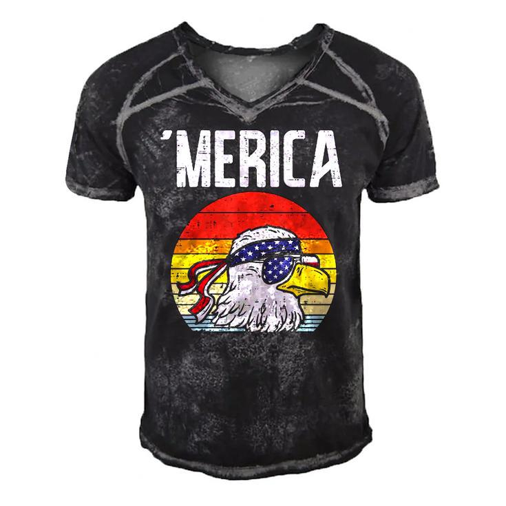 Merica Retro Eagle Bandana American Flag 4Th Of July Fourth Men's Short Sleeve V-neck 3D Print Retro Tshirt