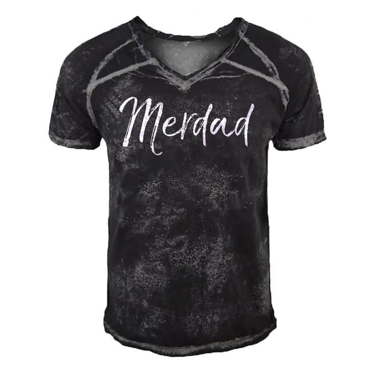 Mermaid Dad Pun Fathers Day Gift From Merdad Daughter Men's Short Sleeve V-neck 3D Print Retro Tshirt